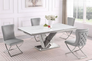 English Elm Modern Tufted Velvet Dining Chairs Set of Two with Glam Silver Leg Finish B011P547232