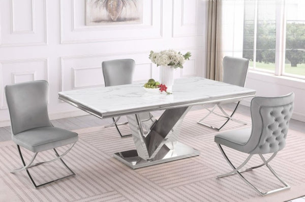 English Elm Modern Tufted Velvet Dining Chairs Set of Two with Glam Silver Leg Finish B011P547232