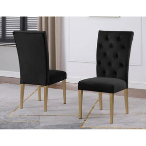 English Elm Velvet Button Tufted Dining Side Chairs with Brushed Gold Legs Glam Set of 2 B011P547234