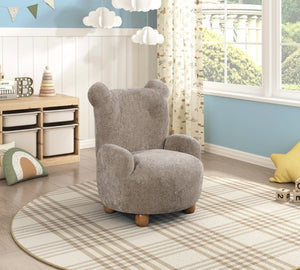 English Elm Beautiful Teddy Bear Kids Chair Chenille Upholstered Plywood Nursery Playroom Accent B011P548157