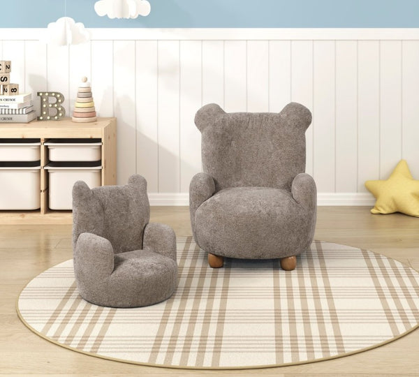 English Elm Beautiful Teddy Bear Kids Chair Chenille Upholstered Plywood Nursery Playroom Accent B011P548157
