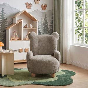 English Elm Beautiful Teddy Bear Kids Chair Chenille Upholstered Plywood Nursery Playroom Accent B011P548157