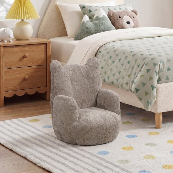 English Elm Beautiful Bear Shaped Toddler Armchair Soft Chenille Upholstery Plywood Frame Nursery Seat B011P548158