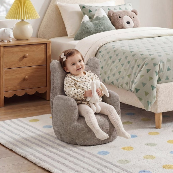 English Elm Beautiful Bear Shaped Toddler Armchair Soft Chenille Upholstery Plywood Frame Nursery Seat B011P548158