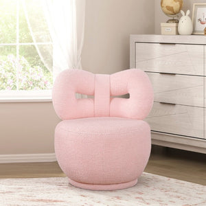 English Elm Luxury Boucle Kids Swivel Chair Bow Back Sculptural Seat for Playroom or Bedroom B011P548160