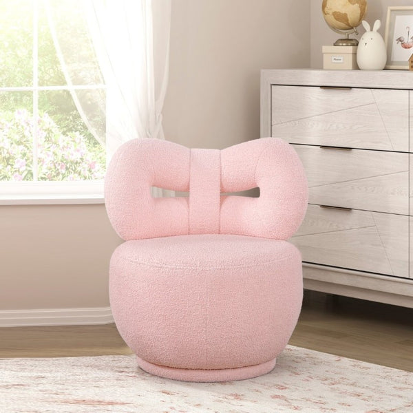 English Elm Luxury Boucle Kids Swivel Chair Bow Back Sculptural Seat for Playroom or Bedroom B011P548160