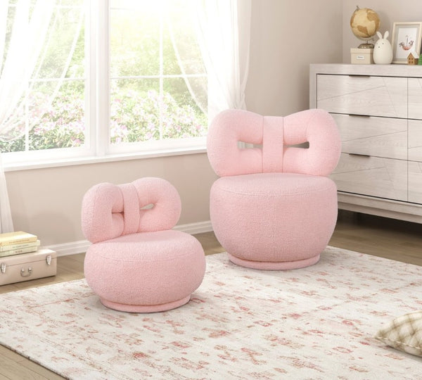 English Elm Luxury Boucle Kids Swivel Chair Bow Back Sculptural Seat for Playroom or Bedroom B011P548160