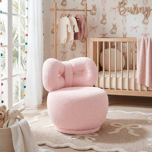 English Elm Luxury Boucle Kids Swivel Chair Bow Back Sculptural Seat for Playroom or Bedroom B011P548160