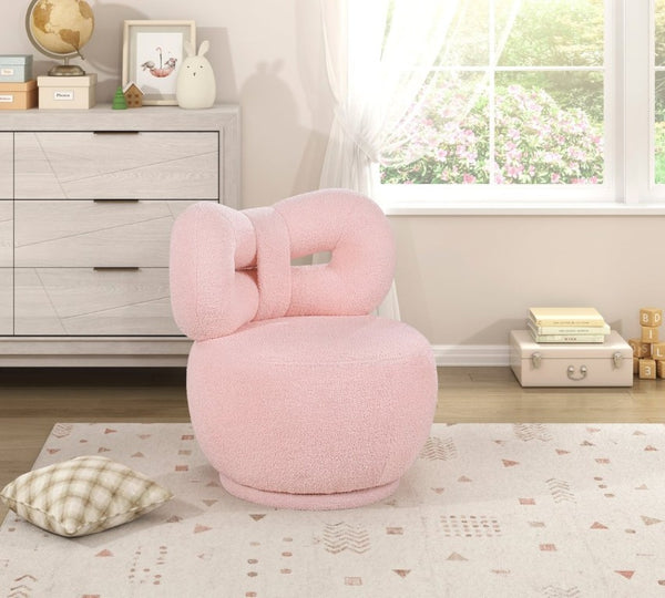 English Elm Luxury Boucle Kids Swivel Chair Bow Back Sculptural Seat for Playroom or Bedroom B011P548160