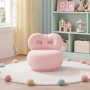 English Elm Luxury Boucle Swivel Chair for Kids Bow Back Sculptural Seat Plywood Frame Playroom B011P548162