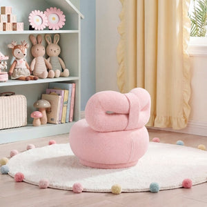 English Elm Luxury Boucle Swivel Chair for Kids Bow Back Sculptural Seat Plywood Frame Playroom B011P548162