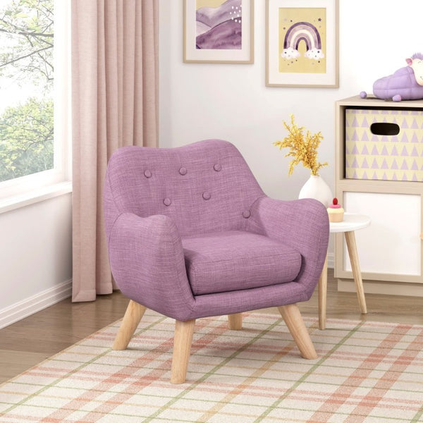 English Elm Comfortable Button Tufted Kids Armchair Plush Foam Seat Rubberwood Legs Playroom Ready B011P548186