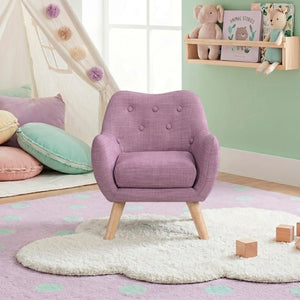 English Elm Comfortable Button Tufted Kids Armchair Plush Foam Seat Rubberwood Legs Playroom Ready B011P548186