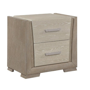 English Elm Contemporary Oak Veneer Nightstand Two Drawer Bedroom Storage with Brushed Chrome Pulls B011P548969