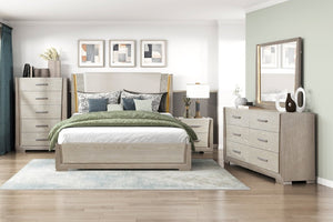 English Elm Contemporary Oak Veneer Nightstand Two Drawer Bedroom Storage with Brushed Chrome Pulls B011P548969