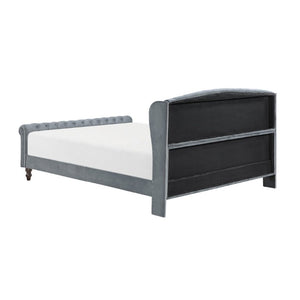 English Elm Modern Queen Platform Bed Dark Gray Velvet Tufted Wingback Headboard No Box Spring Grey B011P549019
