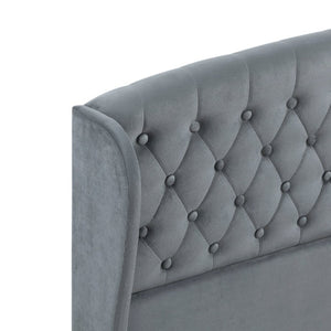 English Elm Modern Queen Platform Bed Dark Gray Velvet Tufted Wingback Headboard No Box Spring Grey B011P549019