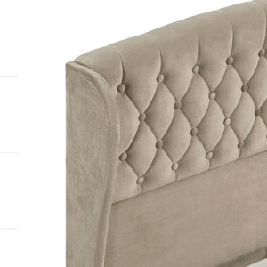 English Elm Modern Queen Platform Bed Dark Gray Velvet Tufted Wingback Headboard No Box Spring Brown B011P549020