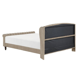 English Elm Modern Queen Platform Bed Dark Gray Velvet Tufted Wingback Headboard No Box Spring Brown B011P549020