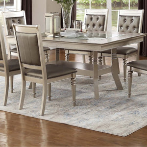 English Elm Dining Table with Glass Top Silver Rubberwood Frame Arched Base and Lower Display Shelf B011P552420
