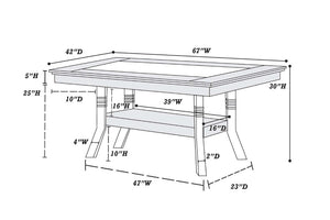 English Elm Dining Table with Glass Top Silver Rubberwood Frame Arched Base and Lower Display Shelf B011P552420