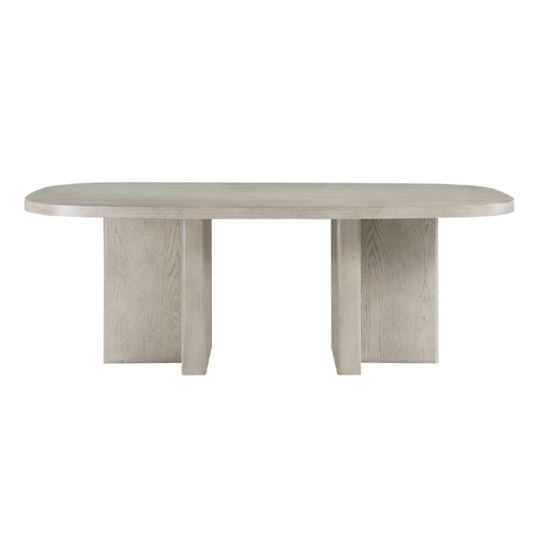English Elm Contemporary Oval Dining Table with Double Pedestal Base Oak Veneer Seats Six B011P553100