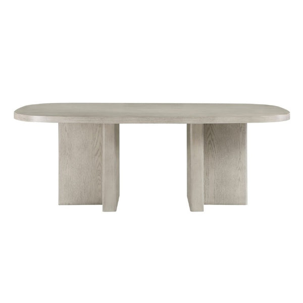 English Elm Contemporary Oval Dining Table with Double Pedestal Base Oak Veneer Seats Six B011P553100