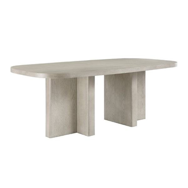English Elm Contemporary Oval Dining Table with Double Pedestal Base Oak Veneer Seats Six B011P553100