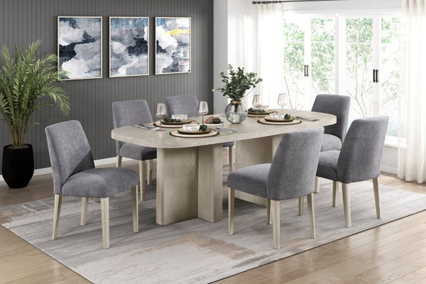 English Elm Contemporary Oval Dining Table with Double Pedestal Base Oak Veneer Seats Six B011P553100