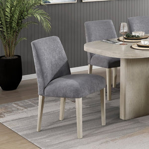 English Elm Contemporary Boucle Upholstered Dining Side Chairs Set of Two with Solid Wood Legs B011P553101