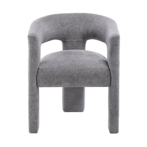 English Elm Contemporary Boucle Barrel Armchair Set of Two Sculptural Dining Seating in Dark Gray B011P553102