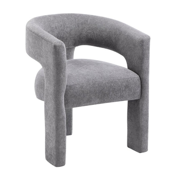 English Elm Contemporary Boucle Barrel Armchair Set of Two Sculptural Dining Seating in Dark Gray B011P553102