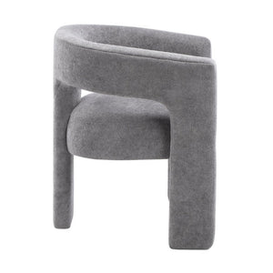 English Elm Contemporary Boucle Barrel Armchair Set of Two Sculptural Dining Seating in Dark Gray B011P553102