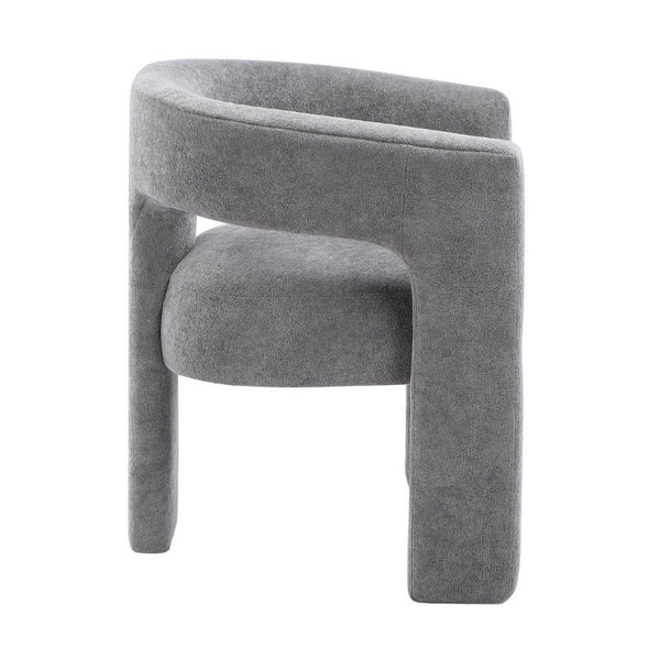 English Elm Contemporary Boucle Barrel Armchair Set of Two Sculptural Dining Seating in Dark Gray B011P553102