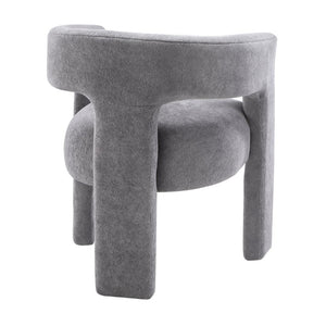 English Elm Contemporary Boucle Barrel Armchair Set of Two Sculptural Dining Seating in Dark Gray B011P553102