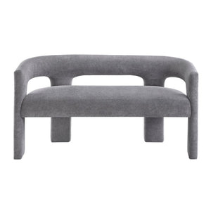 English Elm Contemporary Boucle Upholstered Dining Bench Sculptural Curved Back Plywood Frame Seat B011P553103