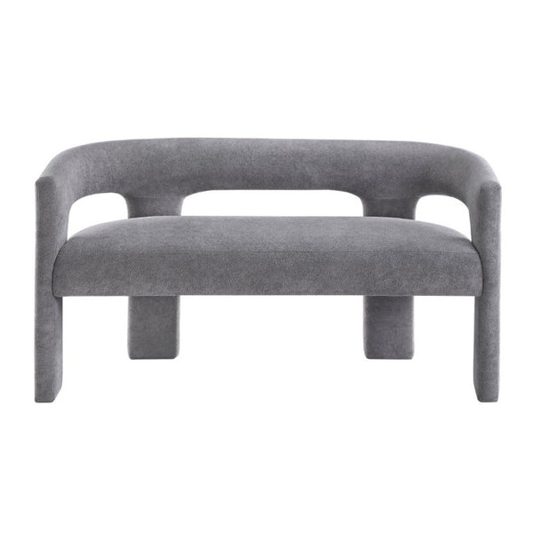 English Elm Contemporary Boucle Upholstered Dining Bench Sculptural Curved Back Plywood Frame Seat B011P553103