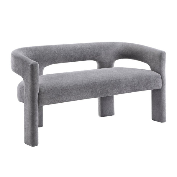 English Elm Contemporary Boucle Upholstered Dining Bench Sculptural Curved Back Plywood Frame Seat B011P553103