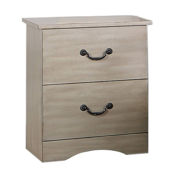 English Elm Classic Antique Silver Two Drawer Nightstand Ornate Legs Glam Bedside Storage B011P553124