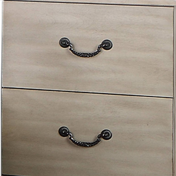 English Elm Classic Antique Silver Two Drawer Nightstand Ornate Legs Glam Bedside Storage B011P553124