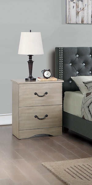 English Elm Classic Antique Silver Two Drawer Nightstand Ornate Legs Glam Bedside Storage B011P553124
