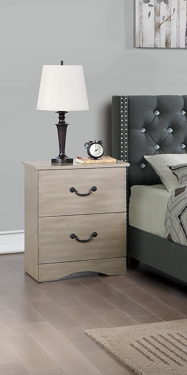 English Elm Classic Antique Silver Two Drawer Nightstand Ornate Legs Glam Bedside Storage B011P553124