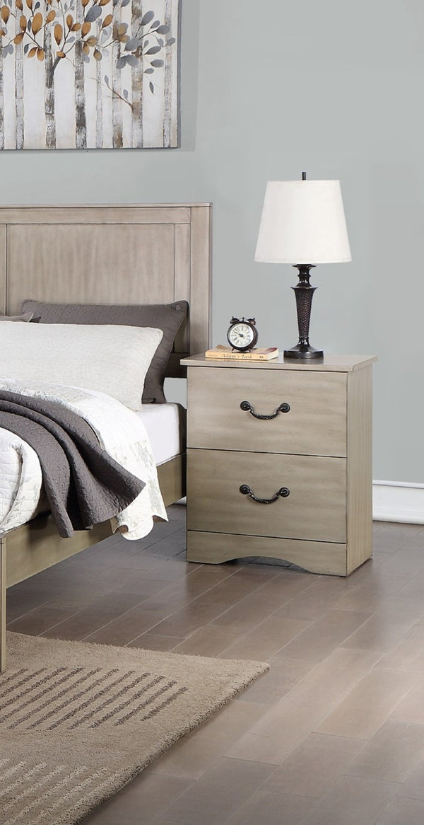English Elm Classic Antique Silver Two Drawer Nightstand Ornate Legs Glam Bedside Storage B011P553124