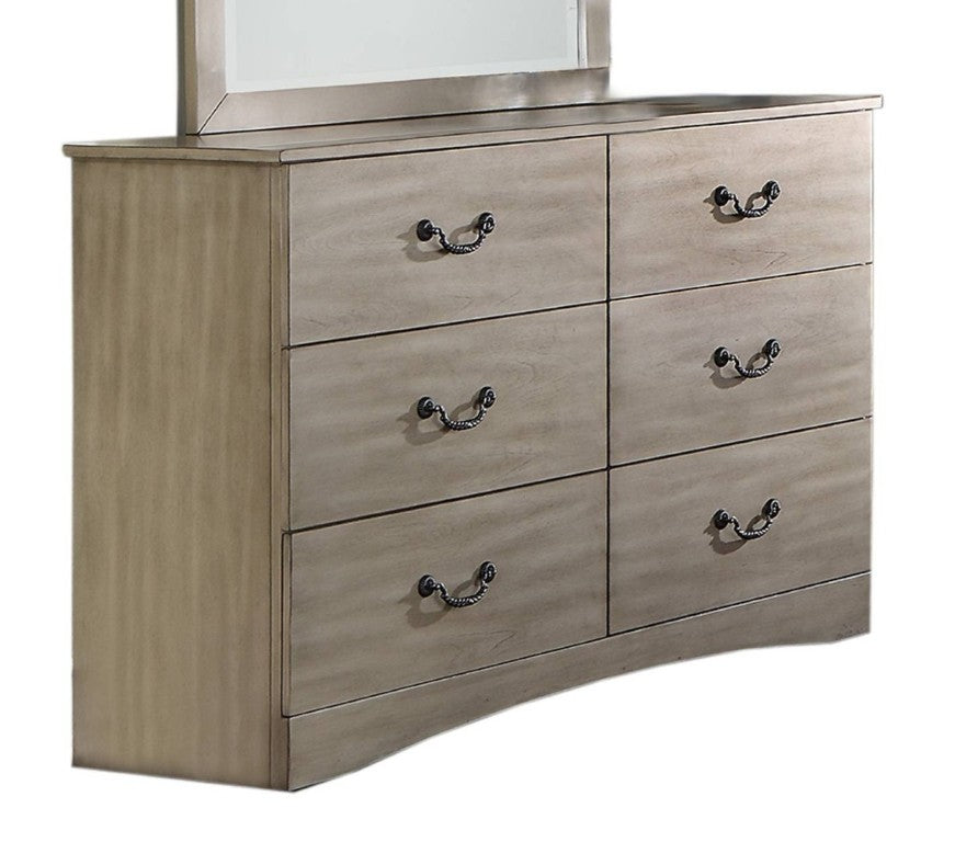 English Elm Classic Antique Silver Six Drawer Dresser Ornate Legs Vintage Glam Bedroom Storage B011P553128
