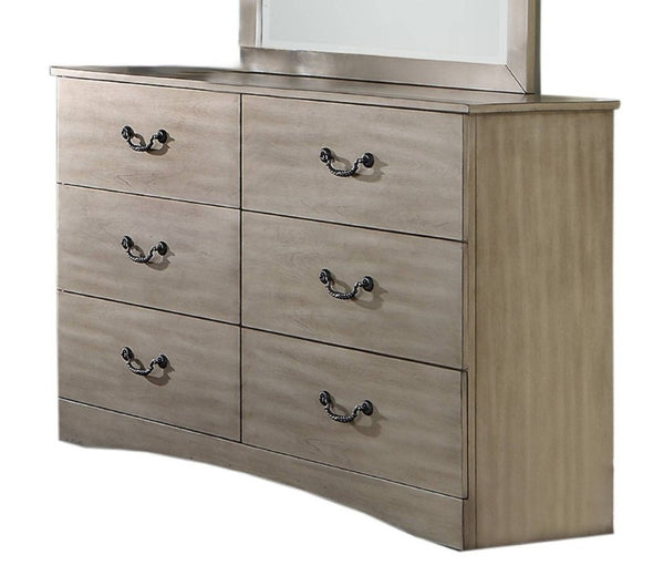 English Elm Classic Antique Silver Six Drawer Dresser Ornate Legs Vintage Glam Bedroom Storage B011P553128
