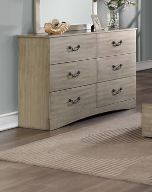 English Elm Classic Antique Silver Six Drawer Dresser Ornate Legs Vintage Glam Bedroom Storage B011P553128