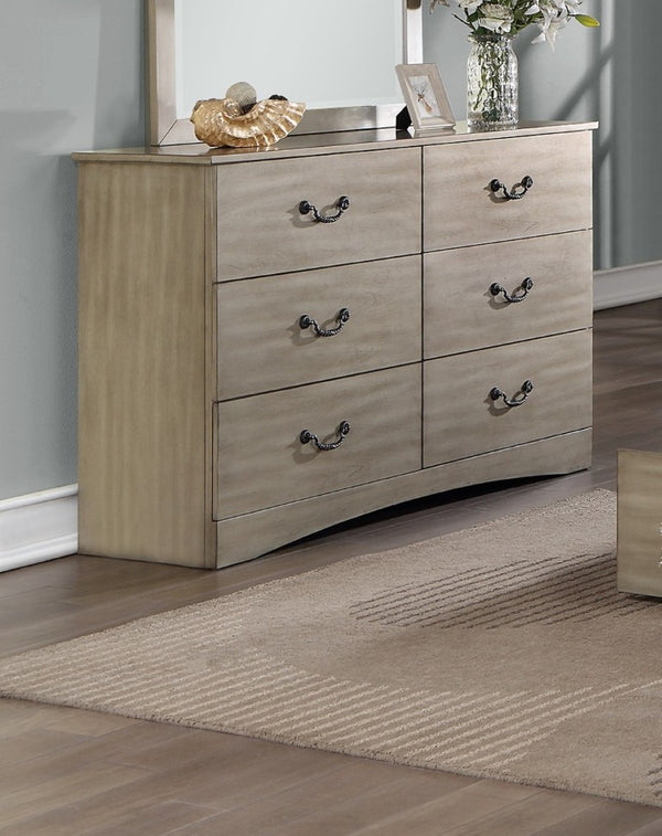 English Elm Classic Antique Silver Six Drawer Dresser Ornate Legs Vintage Glam Bedroom Storage B011P553128
