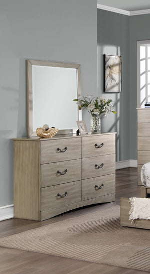 English Elm Classic Antique Silver Six Drawer Dresser Ornate Legs Vintage Glam Bedroom Storage B011P553128