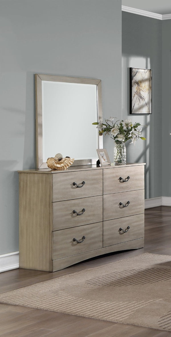 English Elm Classic Antique Silver Six Drawer Dresser Ornate Legs Vintage Glam Bedroom Storage B011P553128