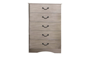 English Elm Chest of Five Drawers Antique Silver Finish Tall Bedroom Storage Contemporary Style B011P553136